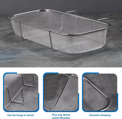 Stainless Steel Sink Drain Strainer Basket, Side Hanging Sink Strainer Colander Drain Basket, Kitchen Food Residue Waste Leftovers Vegetables Fruits Clean,10.63 x 4.72 x 1.77 inches