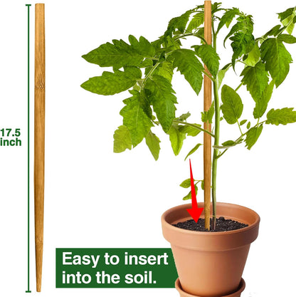 12 Pack 17.5 Inch Plant Stakes for Indoor Plants,Bamboo Sticks for Plants Bamboo Poles Plant Support Stakes Garden Supplies Tomato Trellis for Outdoor Plants