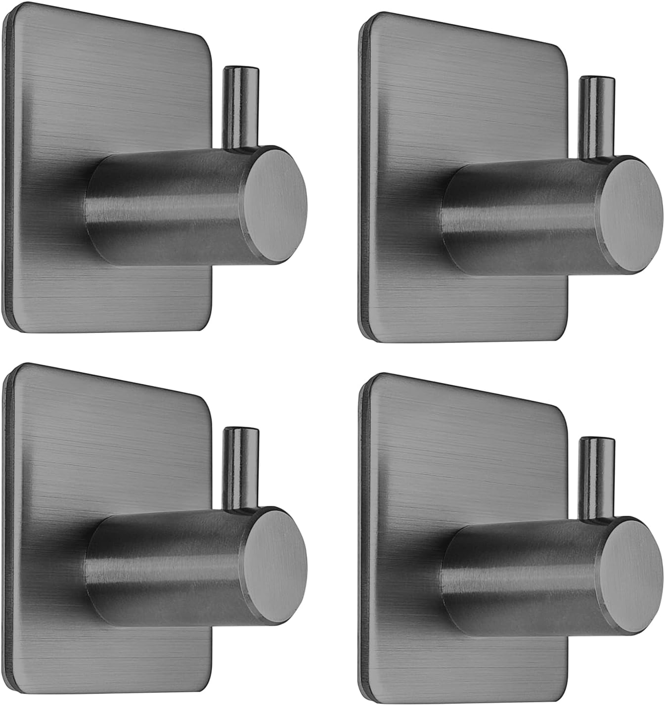 Fotosnow Adhesive Towel Hooks 15lbs Heavy Duty Wall Hooks Waterproof Stainless Steel Hanger for Hanging Coat, Hat, Towel Robe Hook Rack Wall Mount- Bathroom and Bedroom 4-Packs
