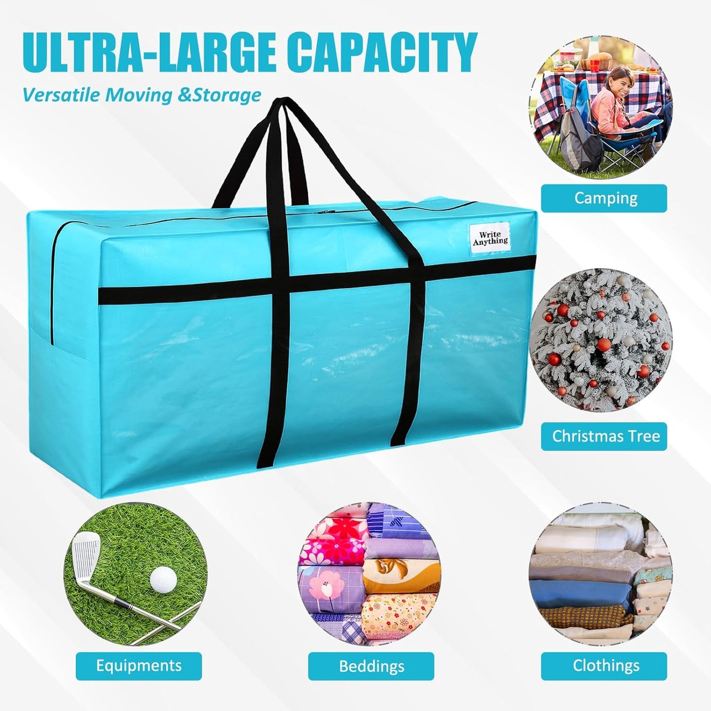 Windyun 4 Pack 57 Gallon Extra Large Moving Bags XXL Heavy Duty Storage Bag with Strong Zipper Handle Jumbo Big Tote Box Foldable for College Dorm Travel Clothes Duffle Blanket Pillow(Red)