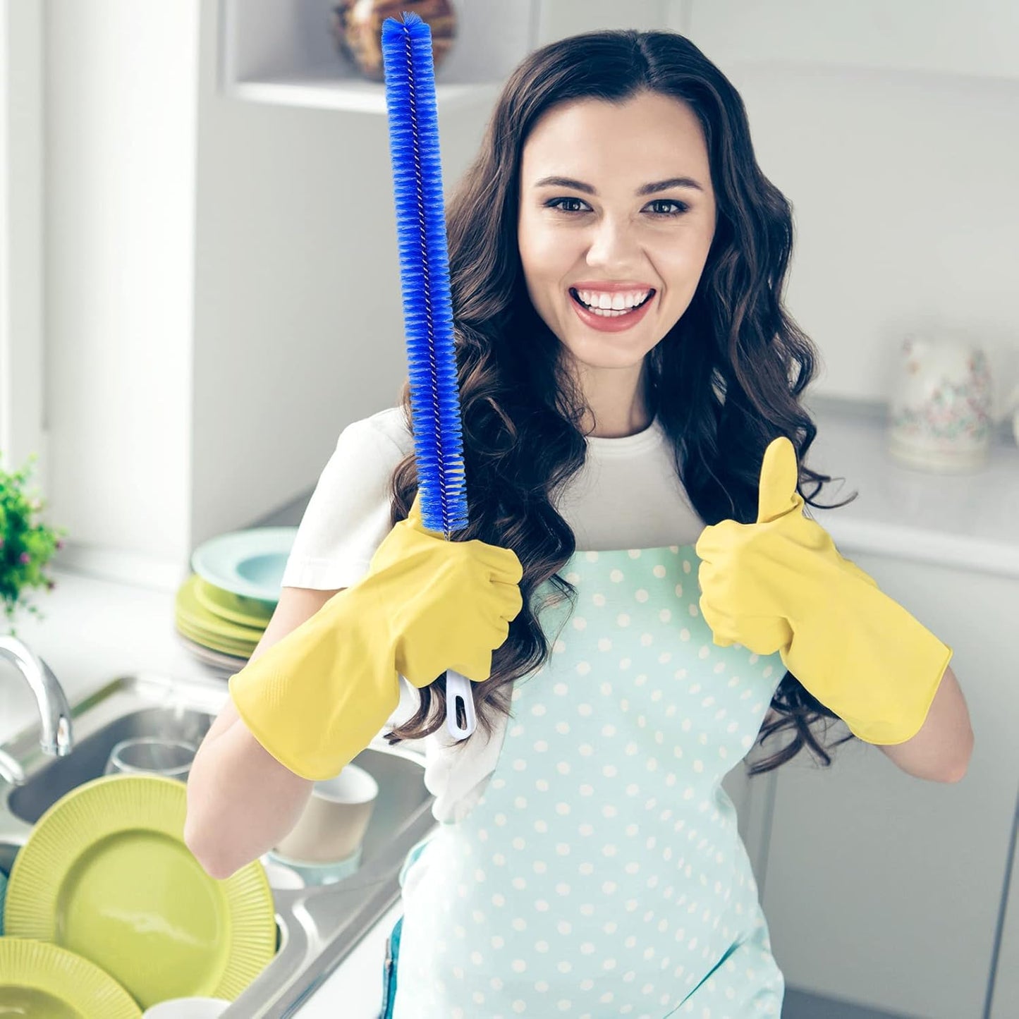 2 Pcs Drain Cleaner Brush 15 Inches Extra Long Handle Scrub Cleaner Bottle Brush for Cleaning Drain Brush Household Cleaning Brushes for Tube, Kitchen, Pipes, Dishwasher, Drains