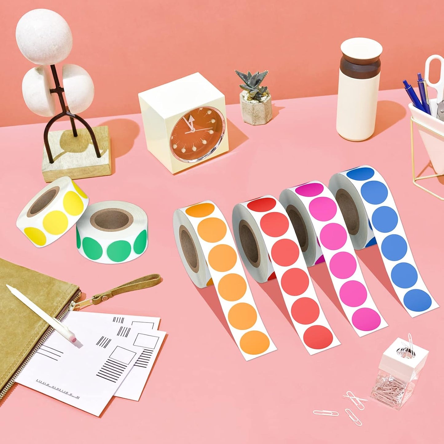 Misofuki 16 Rolls 960 Pcs 1"x4.5" Color Coded Moving Labels Stickers for Boxes with 4 Bedroom Labels - Can Stick on Furniture Directly, NOT Recommended for Rough Surfaces, Such as Carton
