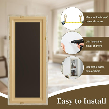 Syndra Modern Full Length Mirror Wood Frame, 65x24'' Large Floor Mirror with HD Tempered Glass & Wall Mount, Rectangular Standing Mirror for Bedroom, Living Room, Entryway, Farmhouse(Grey White Oak)