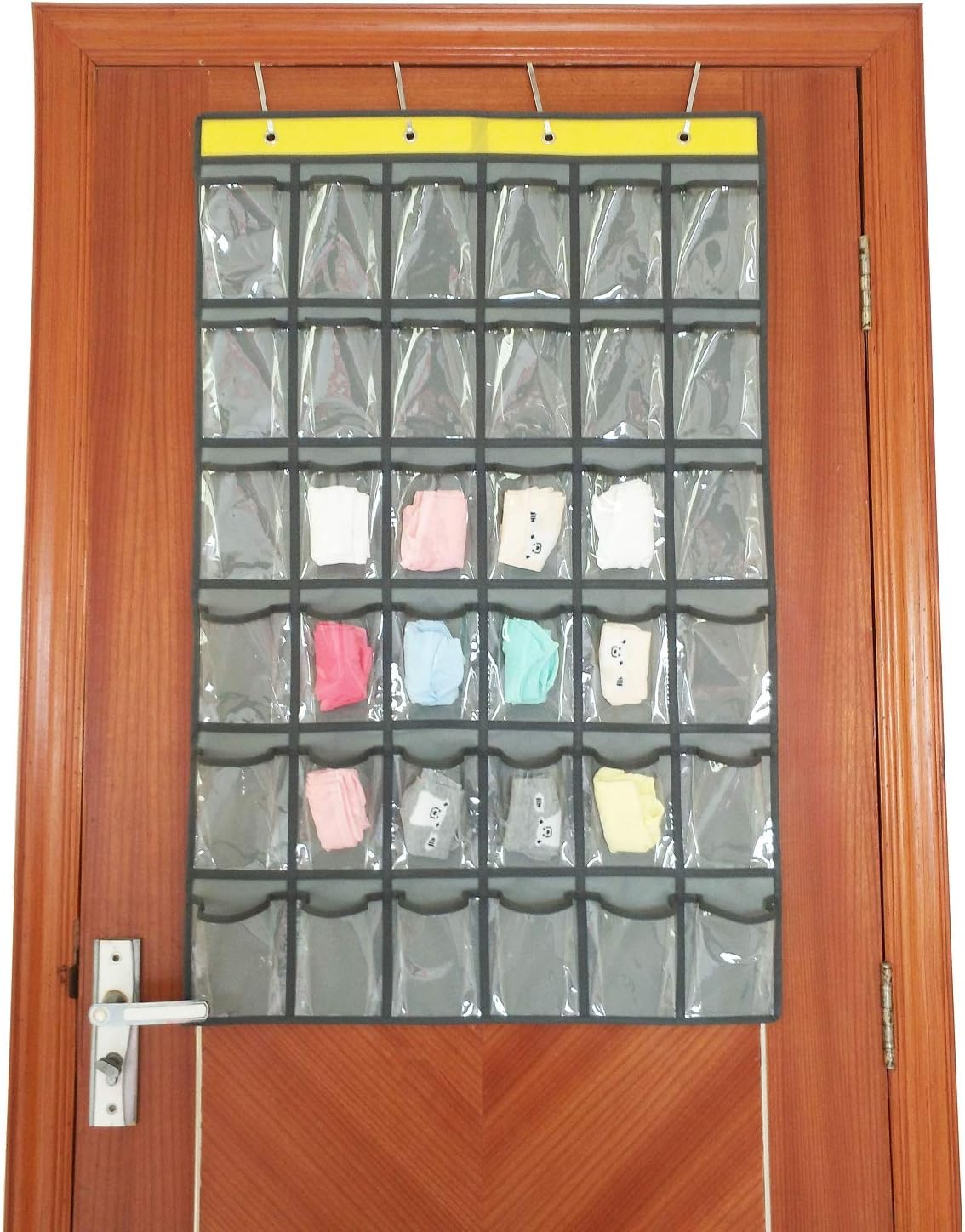 NIMES Hanging Closet Underwear Sock Jewelry Storage Over The Door Classroom Cell Phone Calculator Organizer 36 Clear Pockets (Purple)