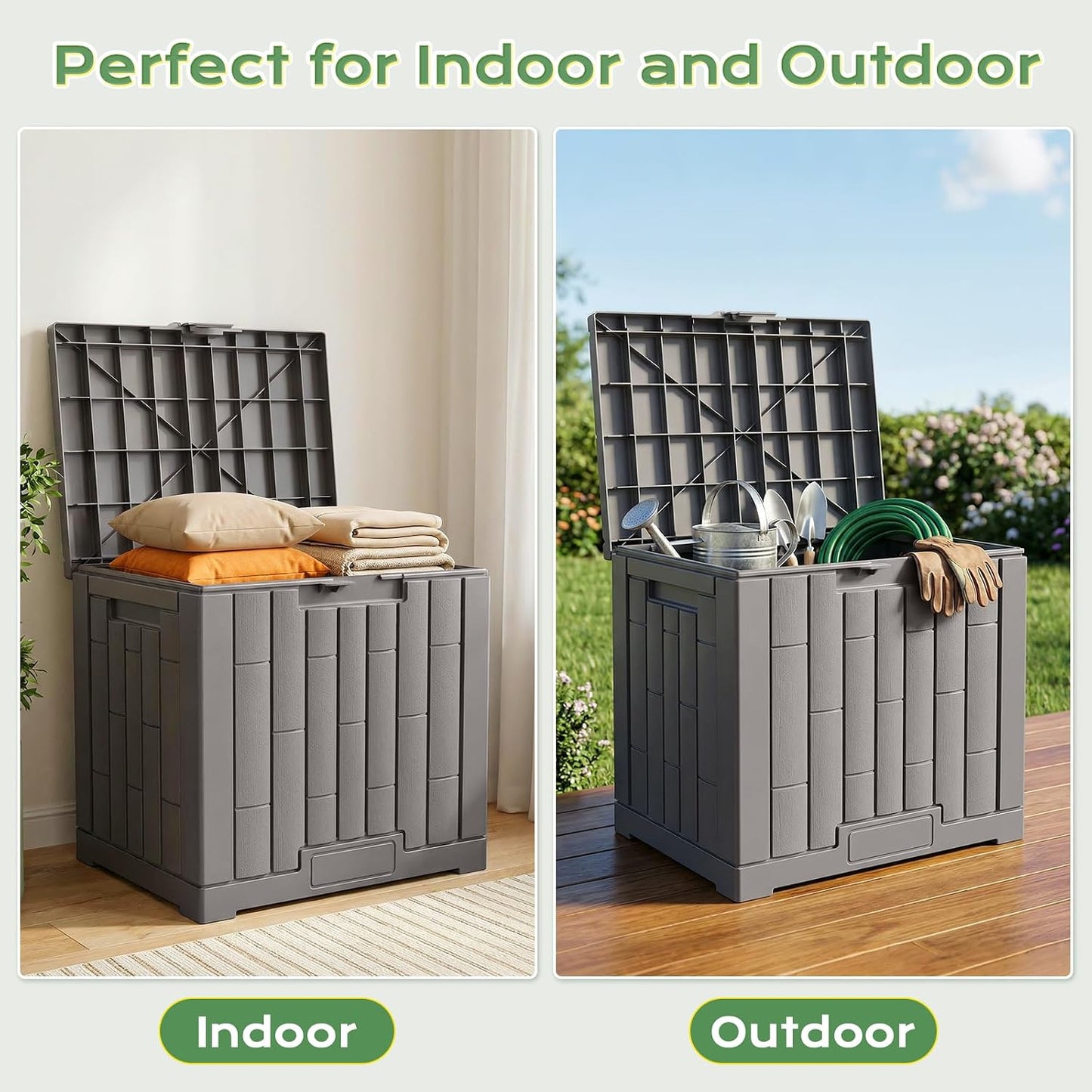 Jocoevol Deck Box 60 Gal, UV Resistant & Waterproof Outdoor Storage Box with Lock, Easy Assemble Storage Bins Container for Pool Patio Garden