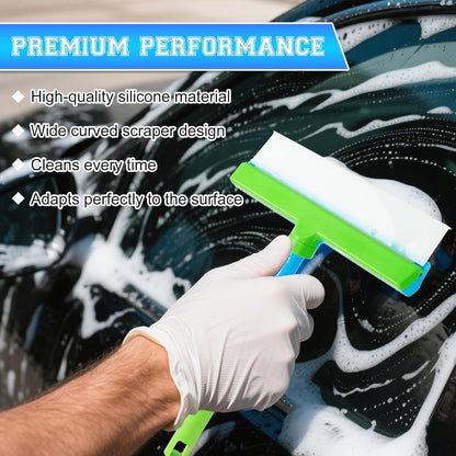 Alisanda Recyclable Silicone Window Squeegee Kit, Window Cleaning Kit, Multifunctional Window Squeegee, Glass Cleaning Tools with Silicone Squeegee & Microfiber Scrubber (Green)