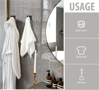 VIS'V Adhesive Towel Hooks, Waterproof Shower Wall Stick on Hooks, 2 Extra Adhesive Strips, White, 4 Pcs