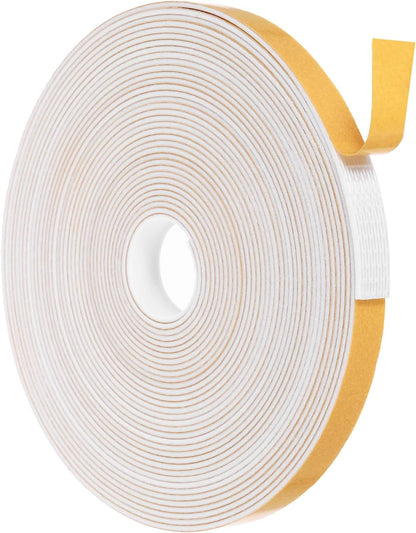 MECCANIXITY Weather Door Seal Strip Tape, Door Insulation Stripping Single Side Strong Self Adhesive Foam Tape Gap Filler for Door, Window, 1/4 Inch x 1/16 Inch x 32 Feet White 2 Pack
