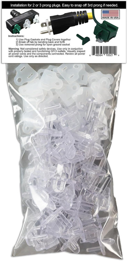 (Set of 10, White0 The Original Weatherproof Gaskets & Plug Covers - Made in USA, Outdoor Waterproof GFCI Protectors, Christmas Light Installation, Extension Cords, Stop GFCIs from Tripping