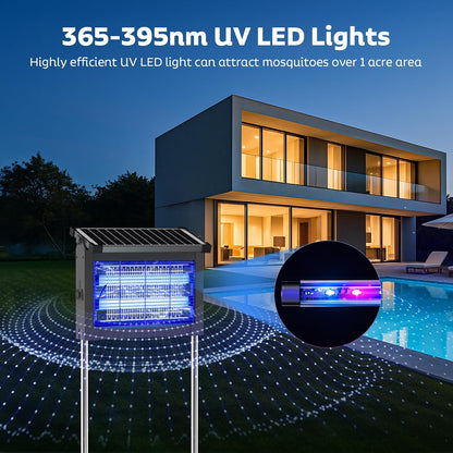 OnBeam Solar Bug Zapper Outdoor, 4500V Mosquito Zapper Fly Trap for Patio | 10W Solar Panel, IPX5 Waterproof, Auto Mode, Solar Powered, USB C Charging, Electric Rechargeable Mosquito Killer for Garden