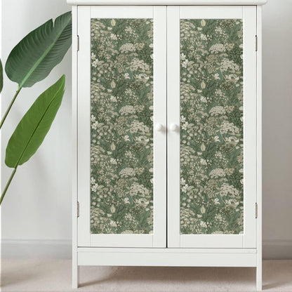 MuralPeel Dark Grey White Poppies Peony Floral Vintage Peel and Stick Wallpaper Self Adhesive Removable Easy Peel Off Stick on Wall Paper for Bedroom Cabinet Renter
