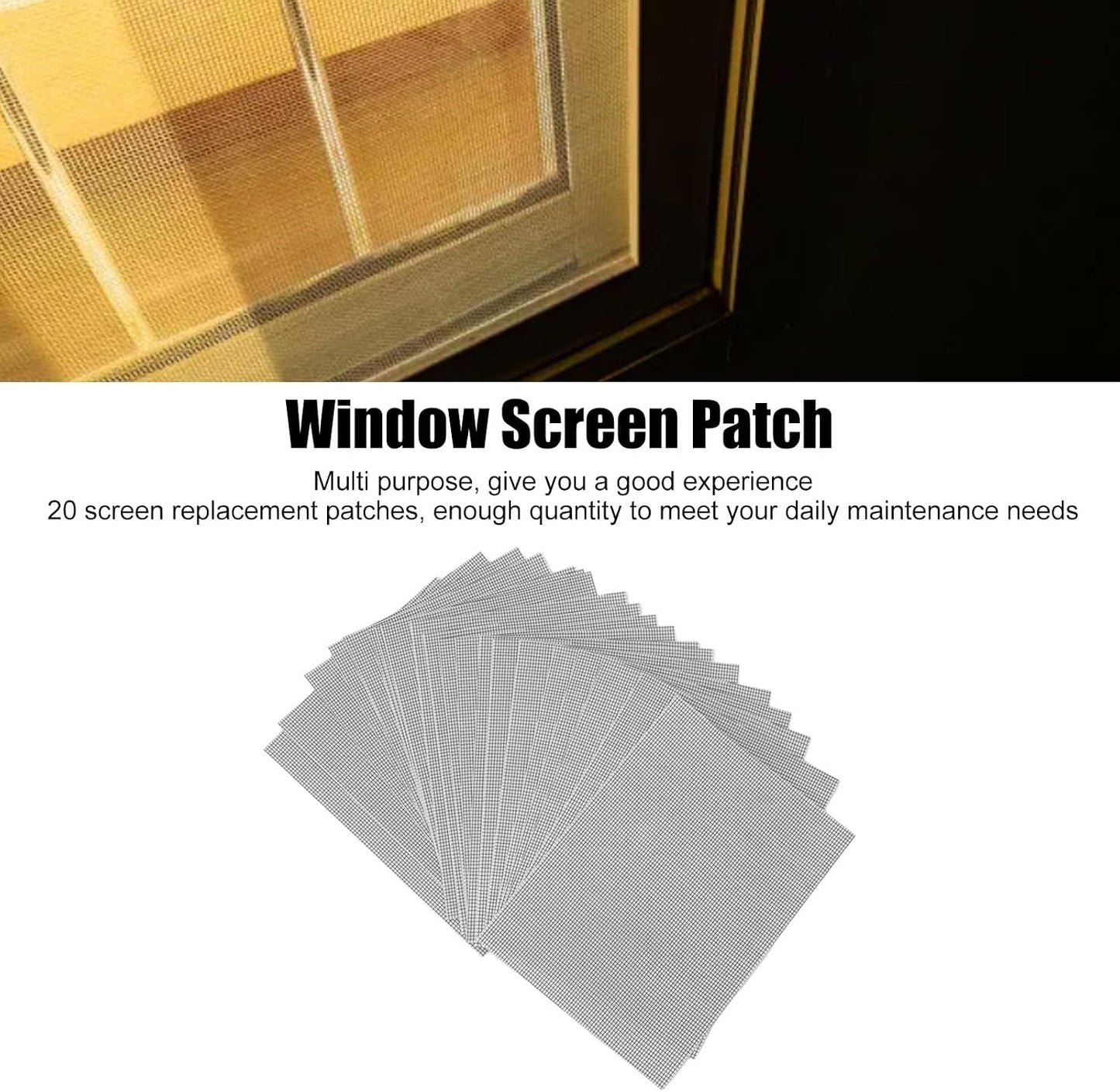 TANIQIACA 20Pcs Window Screen Repair Kit Screen Repair Tape Self Adhesive Screen Repair Patch Fiberglass Replacement Screens for Windows Doors Tent Net to Cover Holes