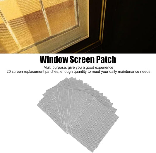 TANIQIACA 20Pcs Window Screen Repair Kit Screen Repair Tape Self Adhesive Screen Repair Patch Fiberglass Replacement Screens for Windows Doors Tent Net to Cover Holes