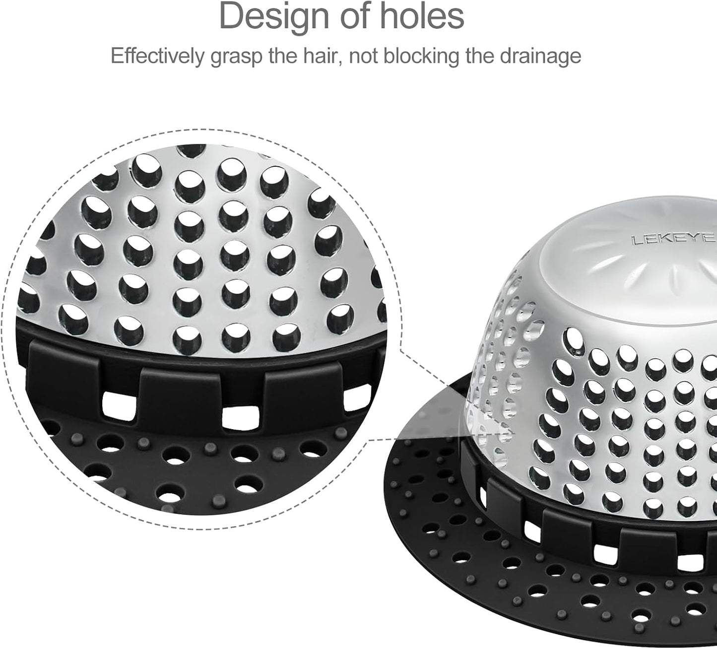 LEKEYE Drain Hair Catcher/Bathtub Drain Cover/Drain Protector for Pop-Up & Regular Drains(Patented Product)