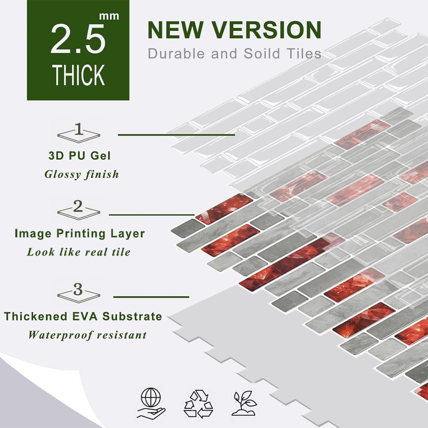 STICKGOO Peel and Stick Backsplash - 10 Sheets of 12”×12” - 3D Self Adhesive Peel and Stick Tile Backsplash for Kitchen & Bathroom