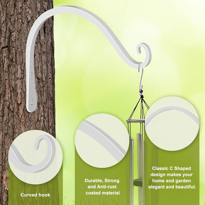 FEED GARDEN Heavy Duty Plant Hangers Outdoor Indoor, 8 Inch 2 Pack Metal Hanging Bracket Holds Up to 44 lbs, Wall Brackets for Hanging Baskets, Bird Feeders,Wind Chime& Lanterns, Black