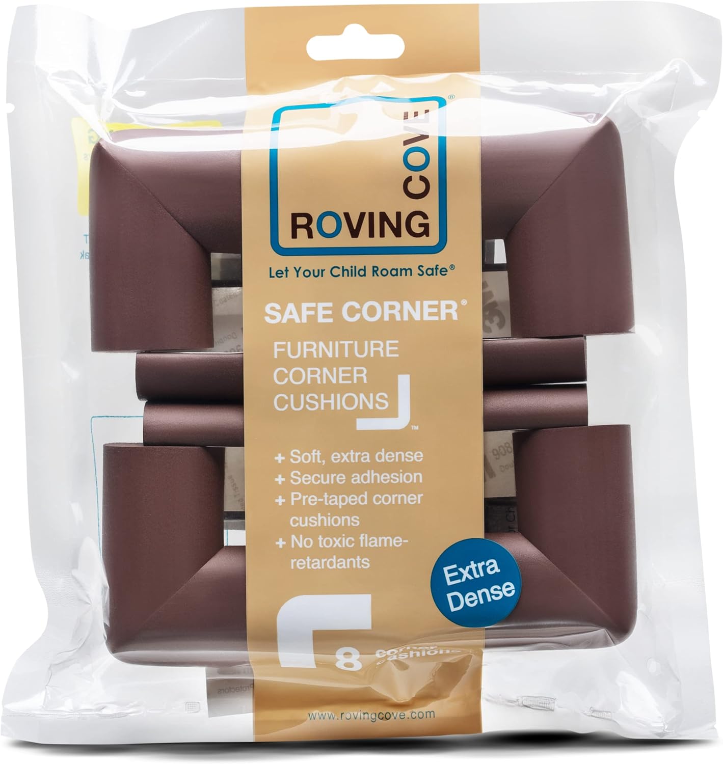 Roving Cove HeftyFit Corner Protector for Baby (4 Large Corners), Heavy-Duty Soft Rubber Foam Furniture Corner Bumper Guards, 3M Adhesive Pre-Taped, Oyster White (Off White)