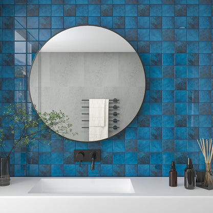 CHIHUT 6 Sheets 12"x12" Glossy Grey Concrete Checkered Peel and Stick Backsplash Tiles Waterproof Heat Resistant Self Adhesive Vinyl Wall Tiles for Kitchen Bathroom Laundry Room Renter Friendly Tiles