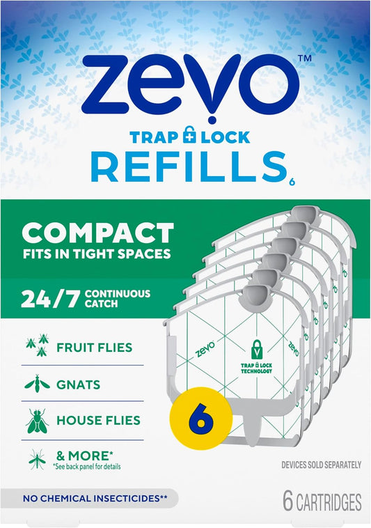Zevo Compact Flying Insect Trap Kit with Refill Cartridges - Plug-in Indoor Bug Catcher for Gnats, House & Fruit Flies - Blue + UV Light Technology, No Odor, No Mess (1 Plug-in Device + 3 Cartridges)