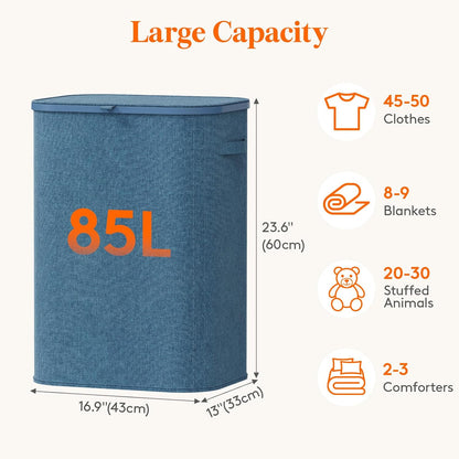 Lifewit 165L Large Laundry Basket with Lid, Laundry Hamper with Plastic Handles and Removable Bag, Foldable Tall Dirty Clothes Hampers for Laundry for Laundry Room, Bedroom, Bathroom, Dorm, Beige