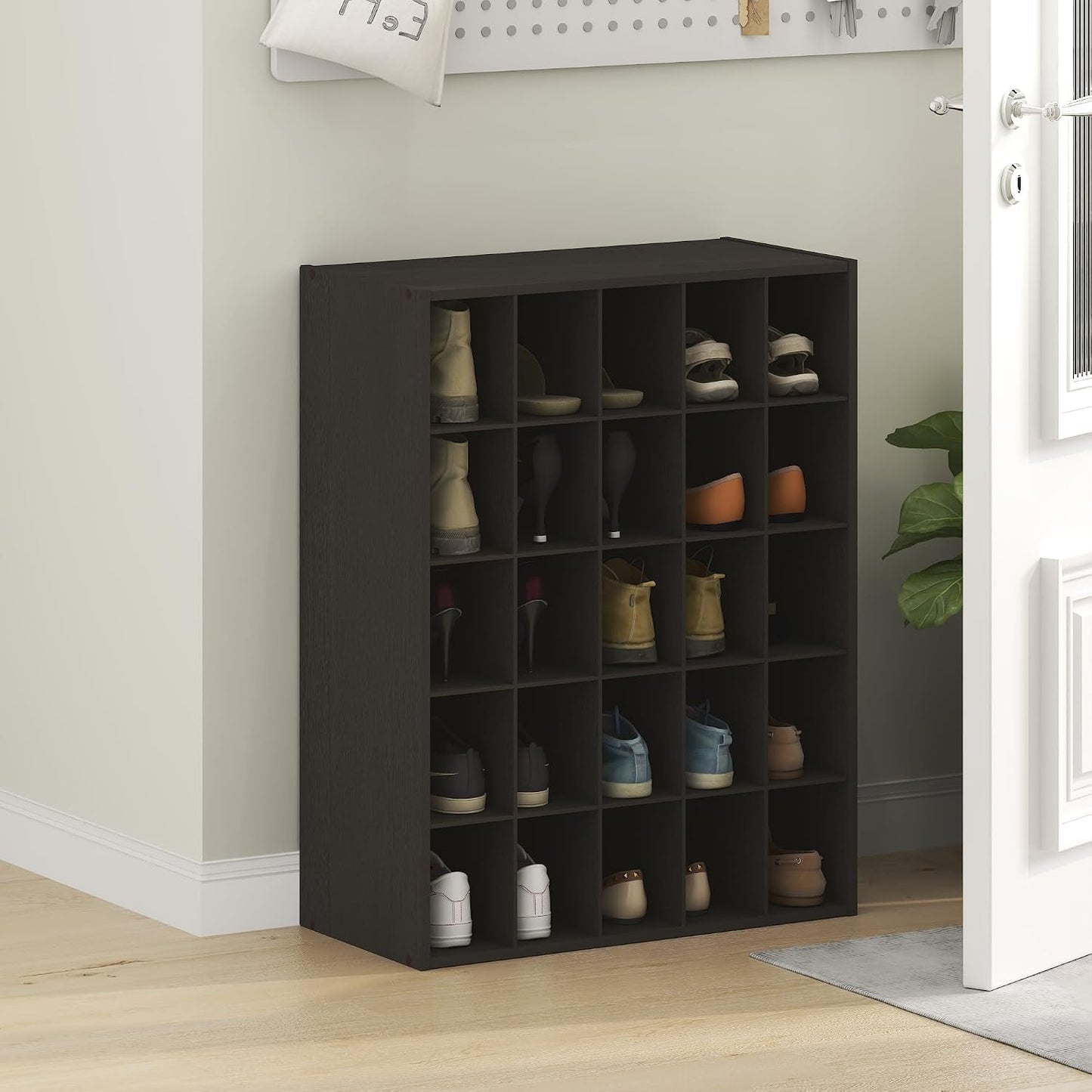 Furinno FANO Shoe Rack, 24-Inch Width 2-Tier Shoe Organizer, Stackable Shoes Storage, 11.7 x 24.2 x 11.7, for Closet Entryway, Office, Garage, Amber Pine
