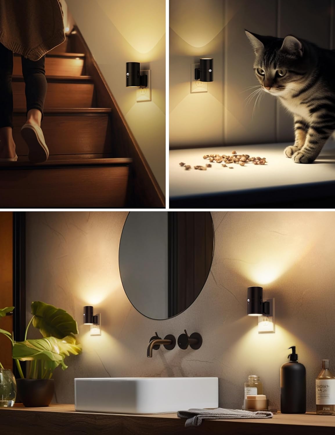 L LOHAS LED Motion Sensor Night Light, Dimmable Night Lights Plug into Wall, Plug in Nightlight, Motion Sensor Light Indoor for Bathroom Hallway Bedroom Stairs Kids Elderly [3000K,2 Pack]