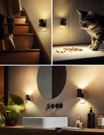 L LOHAS LED Motion Sensor Night Light, Dimmable Night Lights Plug into Wall, Plug in Nightlight, Motion Sensor Light Indoor for Bathroom Hallway Bedroom Stairs Kids Elderly [3000K,2 Pack]