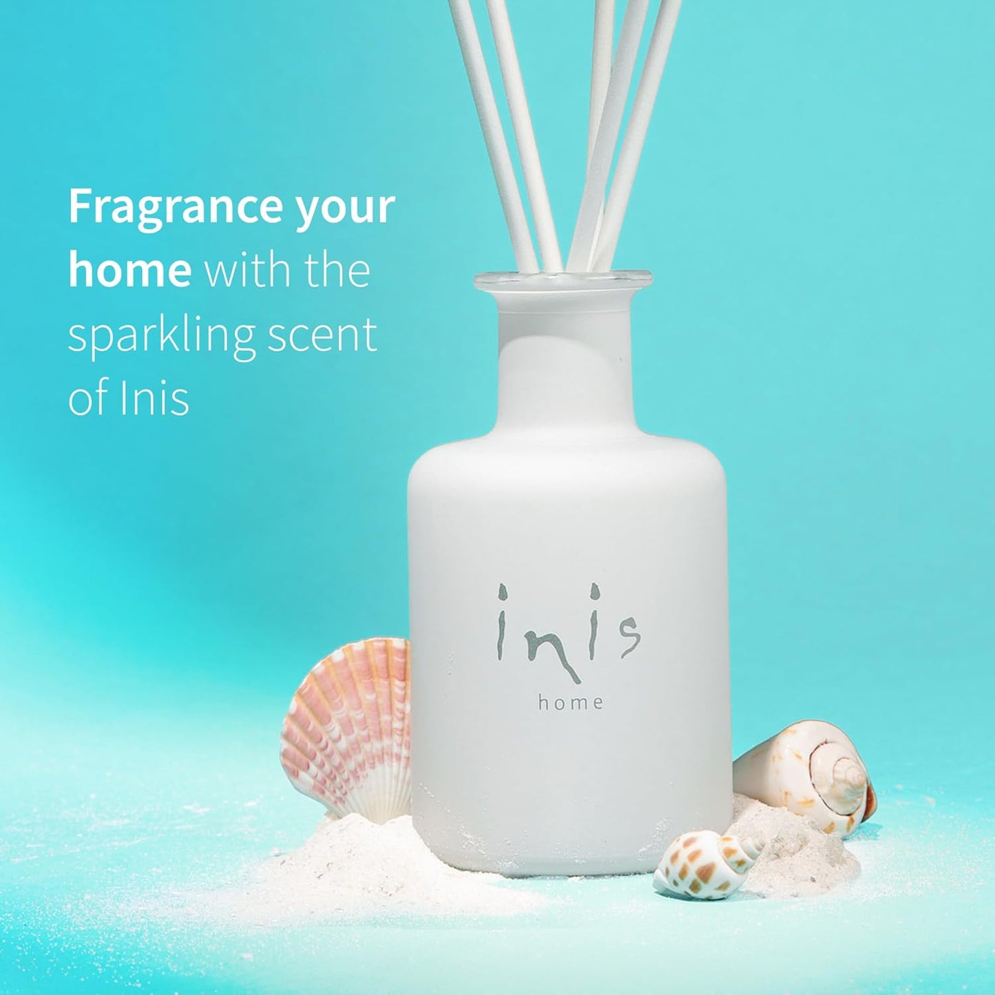 Inis the Energy of the Sea - Reed Diffuser Set with Fragrance Oil, Glass Bottle and Fibre Reeds, Clean Ocean Fresh Aquatic Home Fragrance for Living Room, Bathroom and Bedroom