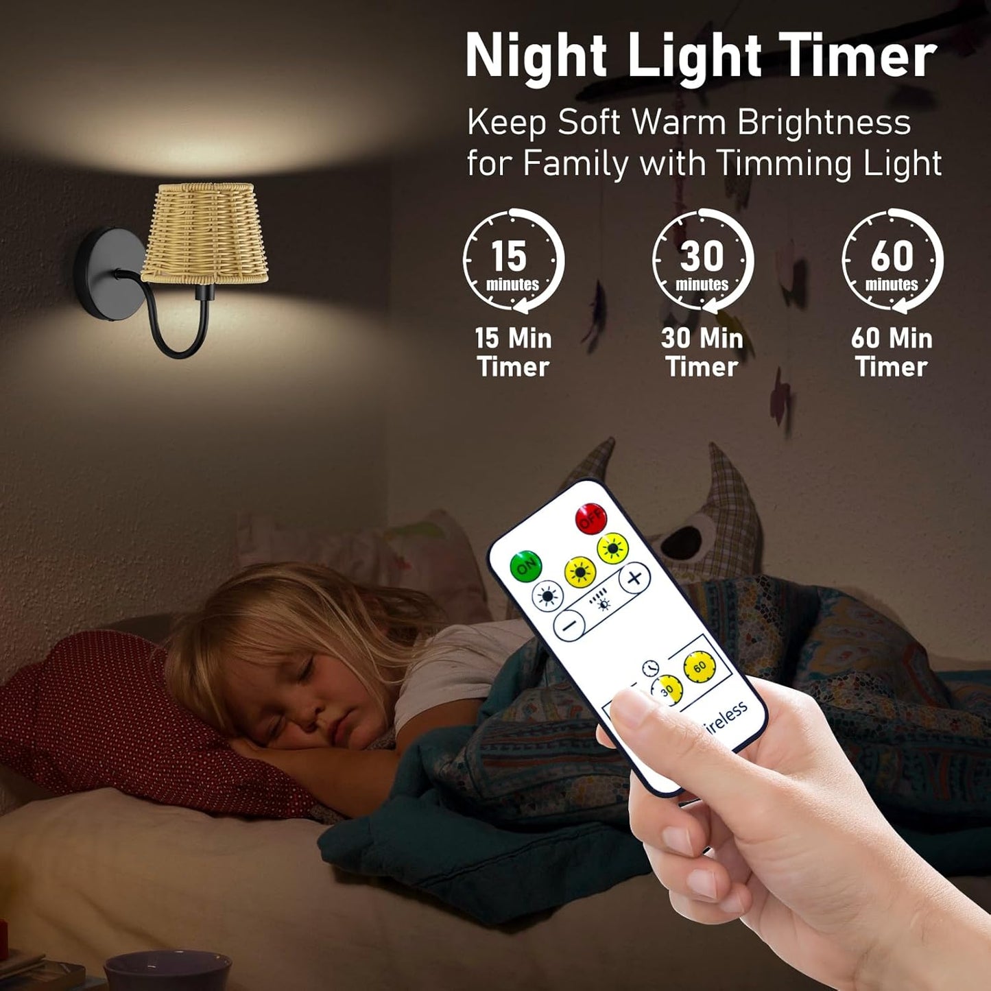 Battery Operated Wall Sconce Set of 2, Rechargeable Wireless Sconces with Dimmable Detachable Magnetic Bulbs and Remote, 3 Colors Wall Lights for Bedroom Living Room Hallway Fireplace