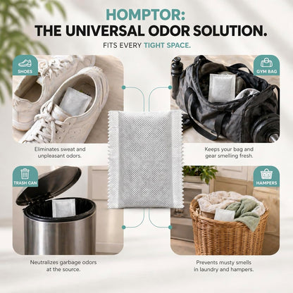 Unscented Odor Eliminator Pouches (8-Pack) - 1 Year Smell Absorber for Trash Can, Shoe, Gym Bag - Better Than Baking Soda - Deodorizer Inserts Compatible with Diaper Genie & Munchkin