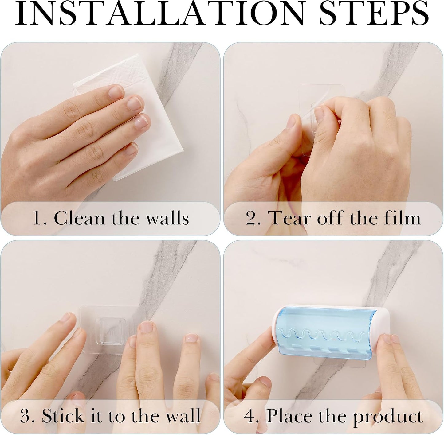 1 PCS Self Adhesive Toothbrush Holder with Cover for Bathroom, 5-Slot Wall Mounted Toothbrush Organizer Rack for Shower, Dorm, Cabinet