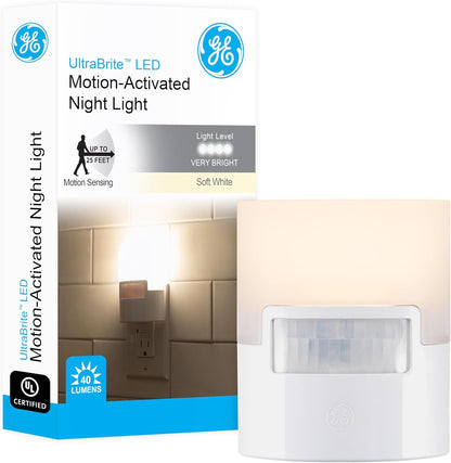 GE LED Motion Sensor Night Light, Plug into wall, 40 Lumens, Soft White, UL-Certified, Energy Efficient, Ideal Nightlight for Bedroom, Bathroom, Kitchen, Hallway, 26140, Bronze, 1 Pack