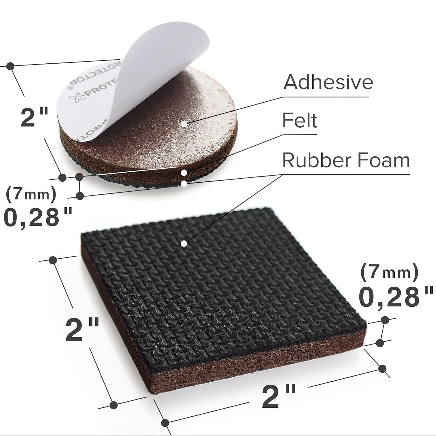 X-PROTECTOR Non Slip Furniture Pads – 12 Premium Furniture Grippers 3"! Best SelfAdhesive Rubber Feet Furniture Feet – Ideal Non Skid Furniture Pad Floor Protectors – Keep Furniture in Place!
