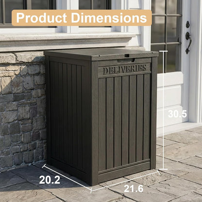 EasyUp 33 Gallon Resin Deck Box Waterproof, UV Resistant Outdoor Storage Box for Delivery, Porch, Patio and Garden, Stripe Black