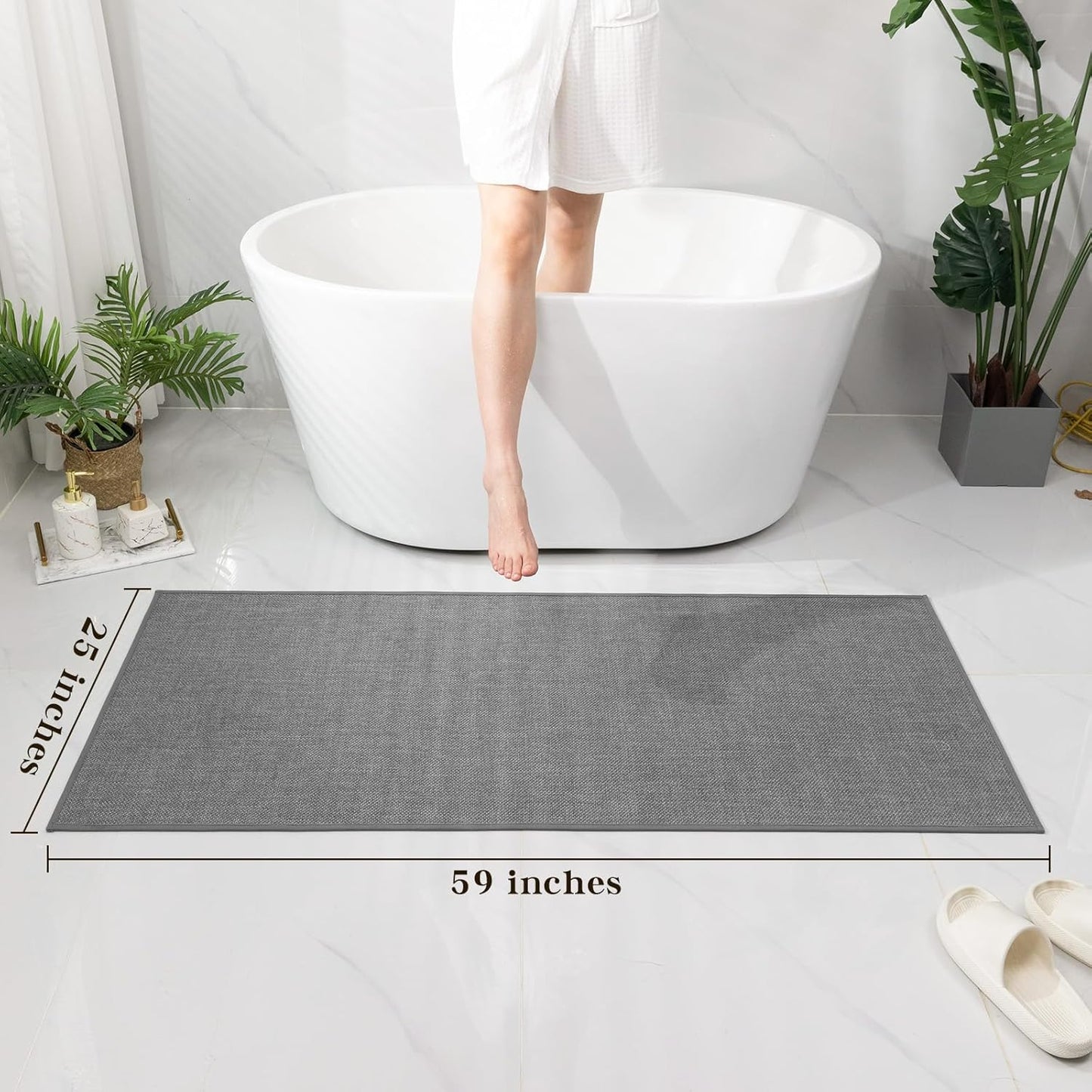 chakme Bathroom Rugs Mat 24x17, Ultra Thin Non Slip Bath Mat Small Quick Dry Absorbent Bath Mat for Bathroom Floor, (Dark Beige, 24"x17")