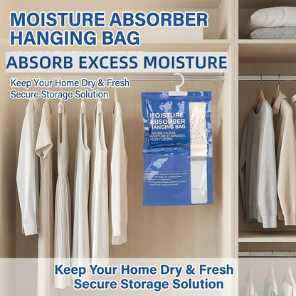 RAINFLOW Dehumidifier Bags Hanging Moisture Absorbers - 4 Packs Dehumidifiers for Home Closet Bathroom Basement, Hanging Bag Desiccant Packs for Bedroom RV Camper, Odor Absorber Household Essentials