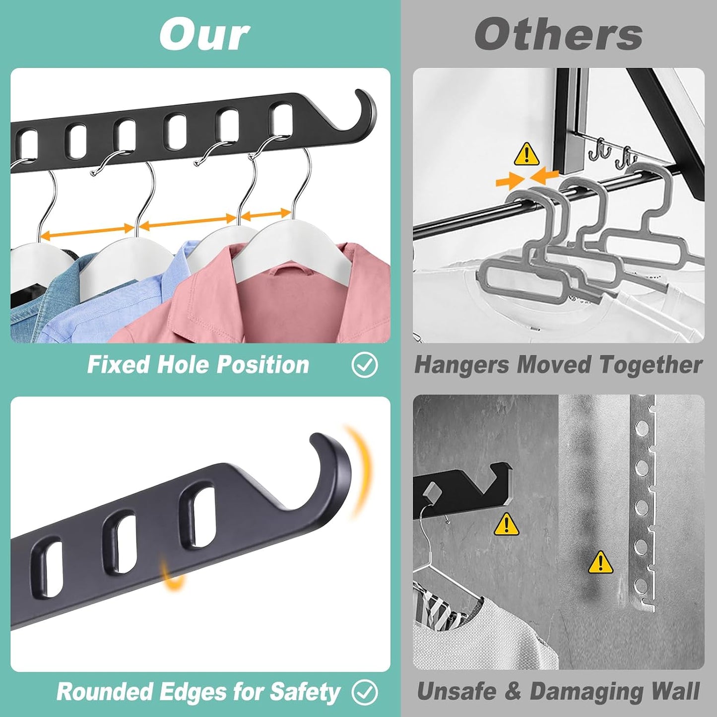 Wall Mounted Clothes Hanger with Swing Arm - 8-Hole Laundry Room Drying Rack | 180° Rotation & Space Saving for Hanging Clothes | Swing Away Coat Hanger | Aluminium(2-Pack, White)