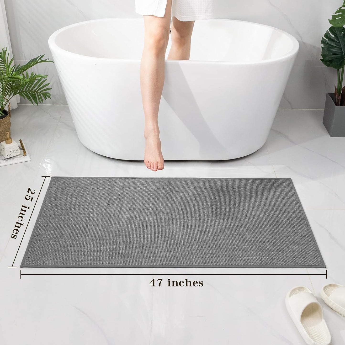chakme Bathroom Rugs Mat 24x17, Ultra Thin Non Slip Bath Mat Small Quick Dry Absorbent Bath Mat for Bathroom Floor, (Dark Beige, 24"x17")