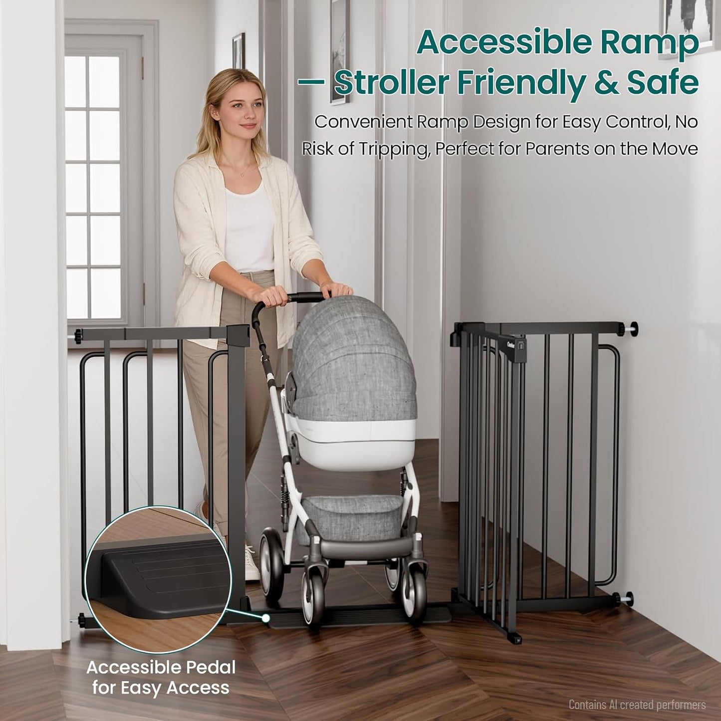 Cumbor 30-46" Baby Gate for Stairs, Mom's Choice Awards Winner-Auto Close Dog Gate for The House, Gifts for Mom, Easy Install Pressure Mounted Pet Gates for Doorways, Black