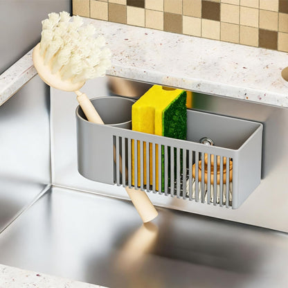 Sink Caddy & Kitchen Sink Organizer,Black Sponge Holder with High Scrub Brush Holder,Plastic Kitchen Countertop Organizer,Multifunctional Sponge Drain Rack,Dish Soap,Dish Sponge Holder,Soap Dispenser