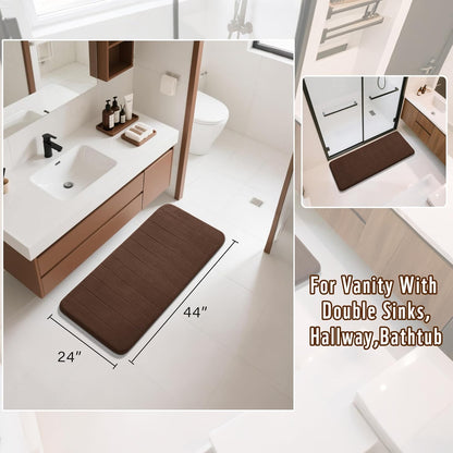 Yimobra Memory Foam Bath Mat, Super Soft Absorbent Bathroom Rug Non Slip, Quick Dry, Machine Washable Floor Carpet for Tub Shower, Home Decor Accessories, 24x17, Grey
