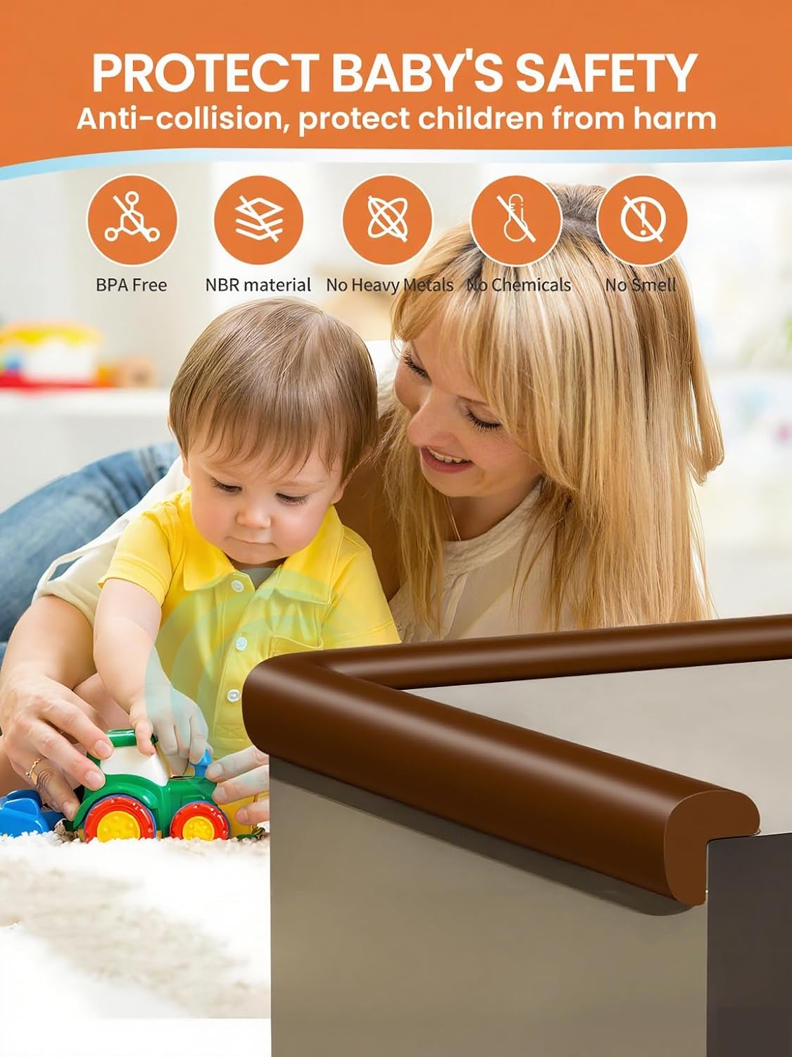 16.4FT L-Shape Baby Corner Protector Guards, Pre-Taped, 0.47''Thick | Edge Safety Bumpers for Furniture & Sharp Table Corners, with 10 Corners, Waterproof Soft Foam Adhesive Guard Cushion, White