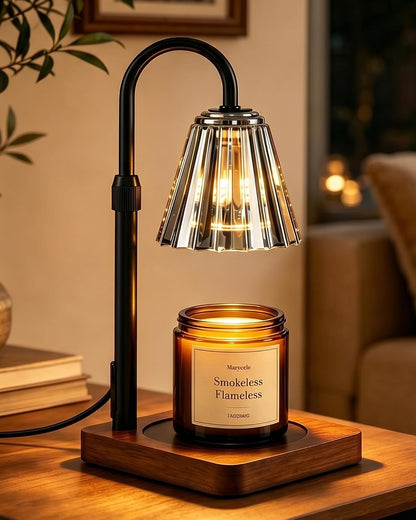 Marycele Vintage Candle Warmer Lamp with Timer Dimmer, Adjustable Height | Vintage farmhouse style with 2 bulbs, adjustable height, timer and dimmer for flameless fragrance in bedroom or home gifts