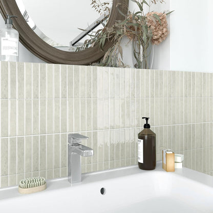 Alwayspon 10 Sheets 12x12inch Beige 3D Vinyl Backsplash Tiles, Self-Adhesive Peel and Stick Wall Tile Stickers Stick on Subway Tiles for Kitchen Bathroom Wall