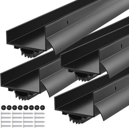 MorningRo 1 Pcs 1-3/4" x 36" U Shaped Aluminum Door Sweep for Bottom of Door with Drip Cap Screw-on Metal Weather Stripping Seal Draft Stopper Threshold for Exterior Front Doors (Black)