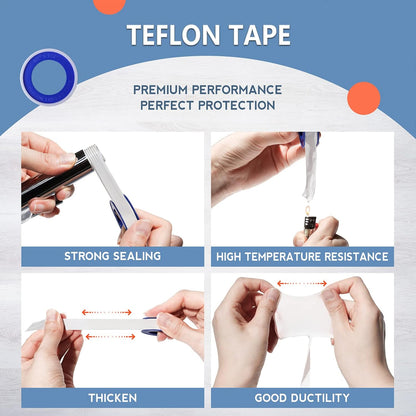 Teflon Tape,PTFE Plumbers Tape,for Sealing,Plumbing,Sealant,Thread Seal for Shower Head,Water Pipe,Prevent Leakage,(1 Roll,1/2 Inch X 520 Inches).
