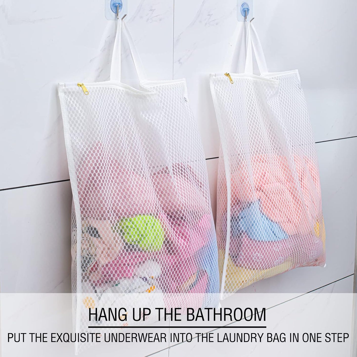 Tenrai Laundry Bag Mesh Wash Bag，Use YKK Zipper，Tote Bag Bathroom Hanging, Bra Fine Mesh Wash Bag for Underwear 3 Bags（3L Cellular Mesh）