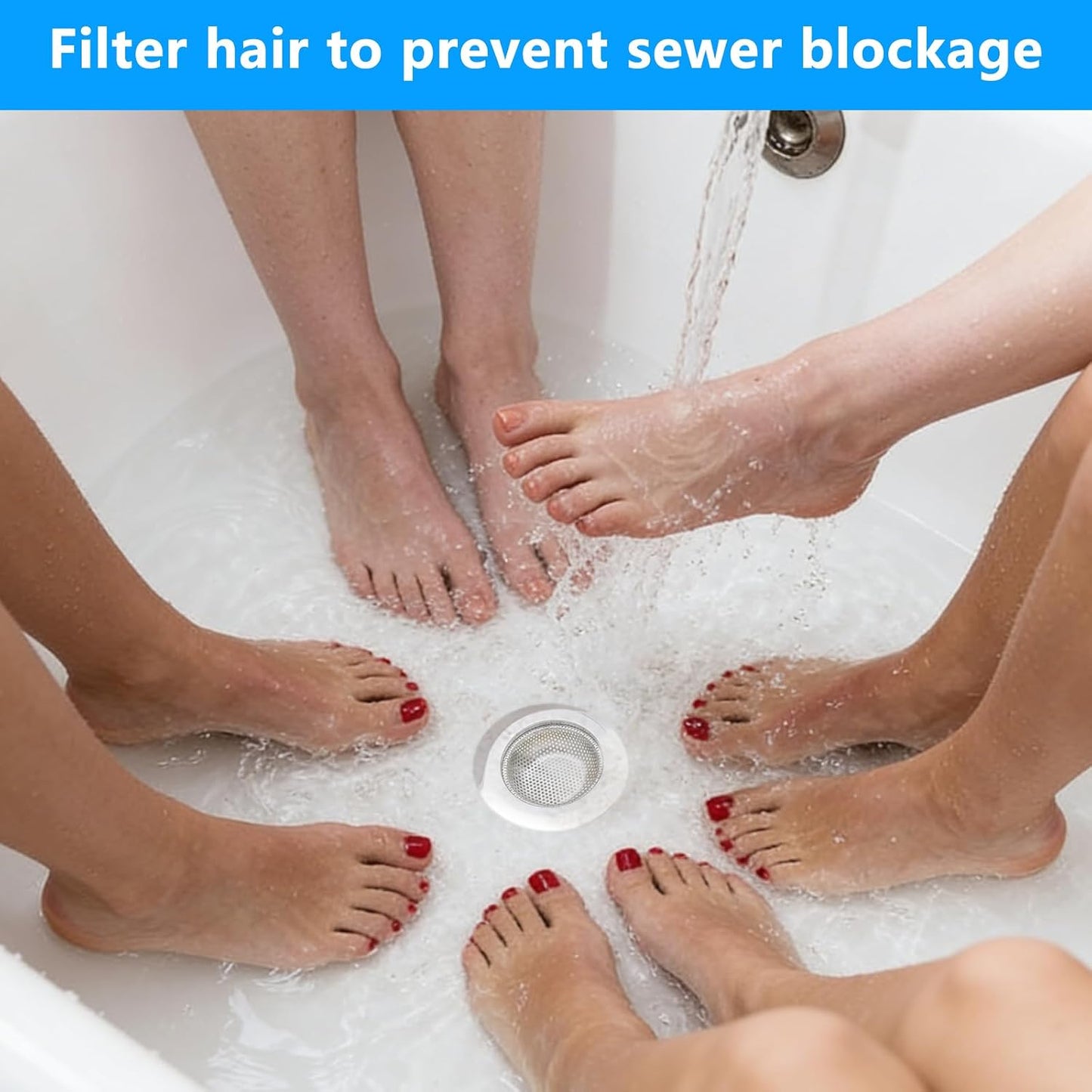 2PCS Sink Drain Strainer Set, 4.5 Inch Outer Diameter | Stainless Steel Ktchen Sink Strainer, Sink Drain Cover Filter Food Catcher Basket,Prevent Clogs and Keep Drains Clear