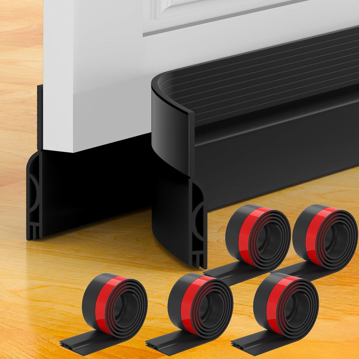 Door Draft Stopper, Door Sweep for Bottom of Door, Weather Stripping Door Seal Gap Filler Bottom Blocker Soundproof Cold Air Insulation Save Energy Installs Quickly and Easily (White, 39‘’)