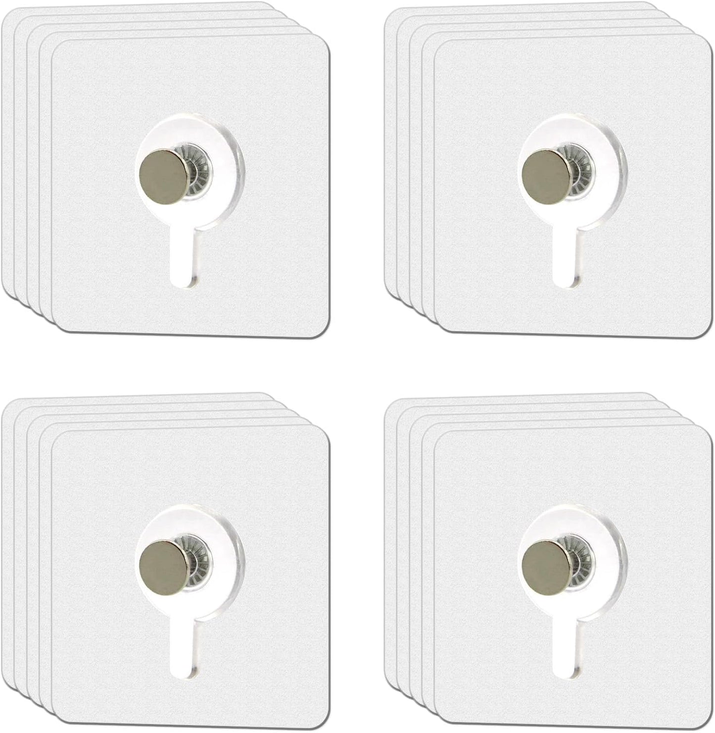 20 Pcs Heavy Duty Adhesive Picture Hooks – 33 lbs Load No-Nail Wall Hangers, Waterproof Transparent Sticky Hooks for Frame, Mirror, Bathroom, Kitchen, Home Decor (2.2 x 2.2 inch)
